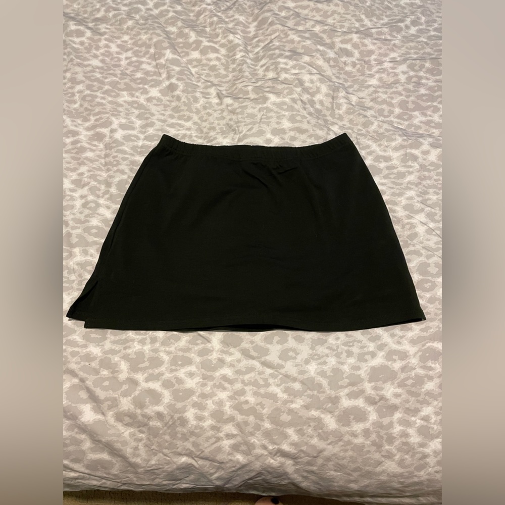Black Stretch Cotton Skort